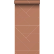 Terracotta graphic lines wallpaper