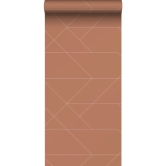 Terracotta graphic lines wallpaper