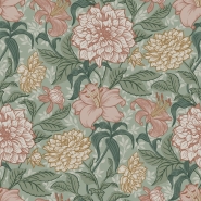 ESTA wallpaper with flowers vintage style pink and green