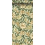 ESTA wallpaper with flowers vintage style green and ochre
