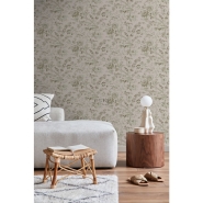 ESTA wallpaper flowers vintage style in old pink and olive green