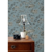 ESTA behang vintage bloemen blauw