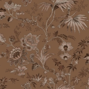 Papier peint à motif de fleurs vintage brun