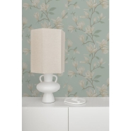 ESTA wallpaper with magnolias in celadon green