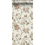 ESTA wallpaper flowers vintage style in white and old pink