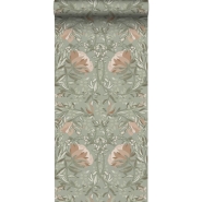 ESTA wallpaper art nouveau flowers green and pink