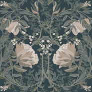 ESTA wallpaper art nouveau flowers dark blue