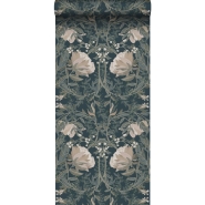 ESTA wallpaper art nouveau flowers dark blue