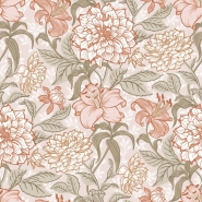 ESTA wallpaper with flowers vintage style old pink and green