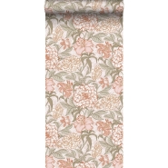 ESTA wallpaper with flowers vintage style old pink and green