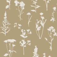 Papier peint à motif de fleurs sauvage beige foncé