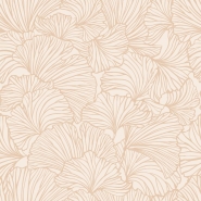 Papier peint avec feuilles de ginkgo en beige sable