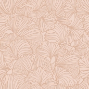 Papier peint avec feuilles de ginkgo en terre cuite rose