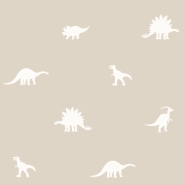 Papier peint garçon dinosaures beige