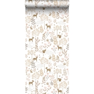 ESTA wallpaper forest animals terrcotta pink and beige