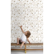 ESTA wallpaper forest animals terrcotta pink and beige