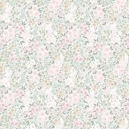 Papier peint avec de petites fleurs en rose et vert