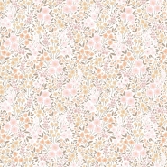 Papier peint avec de petites fleurs en rose et beige