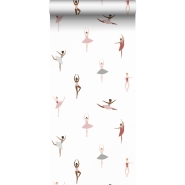 ESTA girls room wallpaper ballerinas in pink and grey