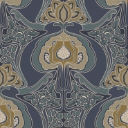 ESTA art nouveau stijl bloemenbehang blauw