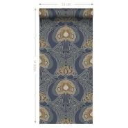 ESTA art nouveau stijl bloemenbehang blauw