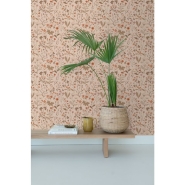 ESTA wallpaper with wild flowers in terracotta pink