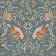 ESTA wallpaper art nouveau flowers blue