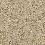 Papier peint à motif de petites fleurs en beige
