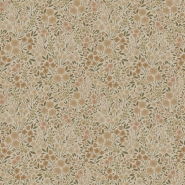 Papier peint à motif de petites fleurs en beige