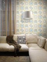 LAVMI wallpaper Clocks blue grey beige white flowers and circles