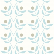 beige blue flowers