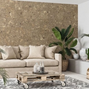 Brown cork squares imitation wallpaper