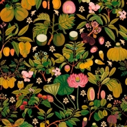 Papier peint de luxe fruits et fleurs asiatique anthracite