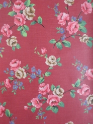 Vintage bloemenbehang met roze blauwe en beige bloemen