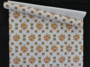 Vintage floral wallpaper with little orange flowers