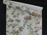 Papier peint vintage fleurs beige, jaune et brun