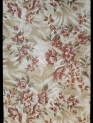 Vintage floral wallpaper with brown flowers and white ferns