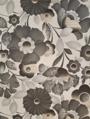 Vintage floral wallpaper with big grey flowers
