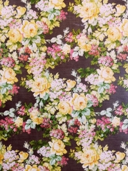 Vintage wallpaper with pink and yellow flowers