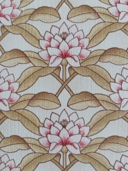 Vintage behang met roze en beige lotusbloem