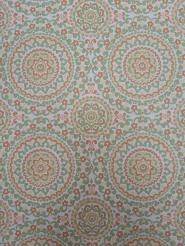 Papier peint vintage fleurs vert, jaune et orange