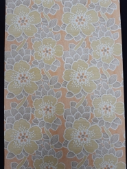 Papier peint vintage orange et vert-jaune