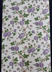 Papier peint vintage fleurs purpre et vert