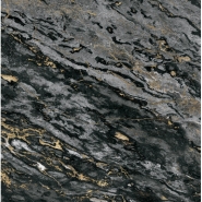 Papier peint marbre Sarrancolin noir et or
