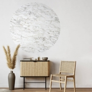 Round wallpaper Arabescato marble grey beige