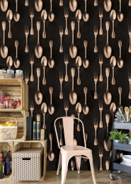 Cutlery wallpaper copper