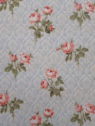 Blauw medaillon met rozen jaren '50 behang