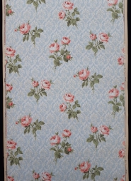 Blauw medaillon met rozen jaren '50 behang