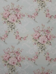 Rozen bloemen met lichtblauwe achtergrond jaren '50 behang