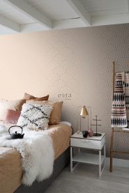 Beige with copper arches art deco wallpaper